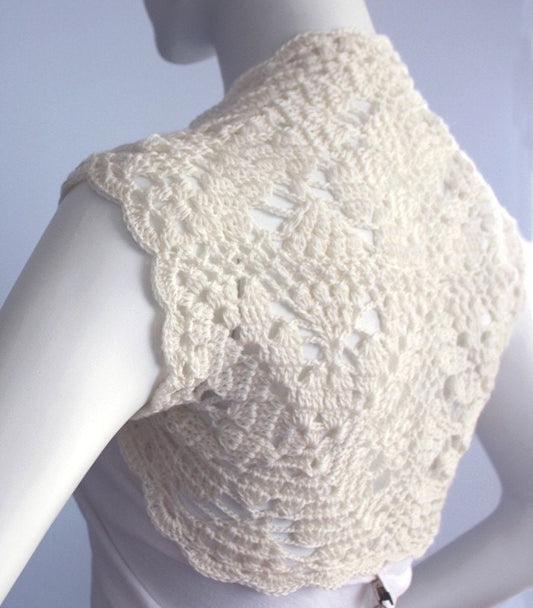 Ivory Bridal Shrug: Handknit Silk Cashmere Wedding Bolero (Size M)