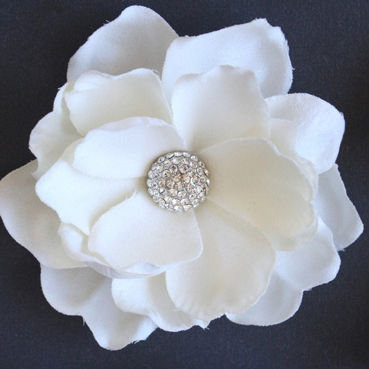 Gardenia Hair comb wedding headPiece Fascinator Ivory cream Swarovski rhinestones Hair Clip