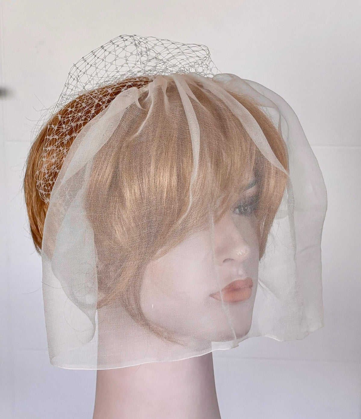 Ivory Silk Chiffon Mini Veil Headband: Double Layer Wedding Accessory