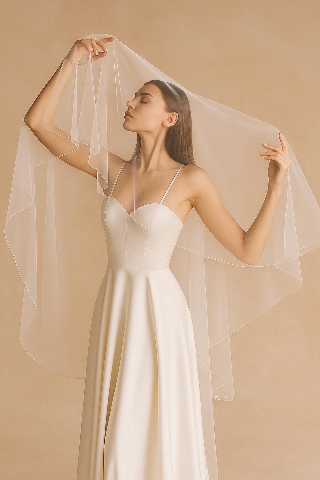 Handmade Tulle Wedding Veil: Chapel, Floor, Fingertip Length
