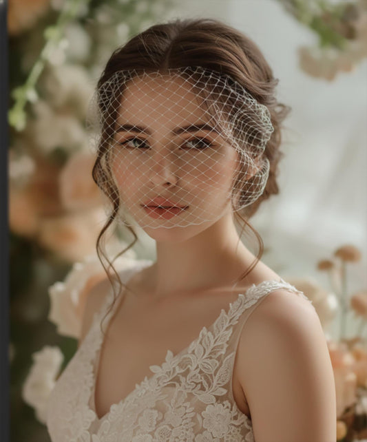 Handmade Bandeau Birdcage Veil | French Netting, Vintage Bridal