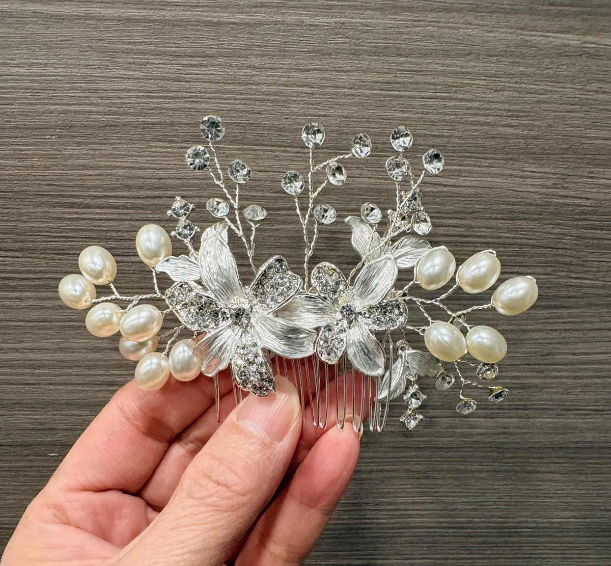 Crystal & Pearl Birdcage Veil: Gold, Rose Gold, or Silver Comb