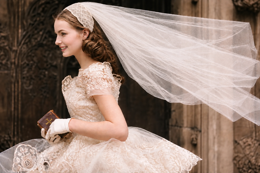 1950s Lace Juliet Cap Veil – Ivory Romantic Two-Tier Bridal Headband