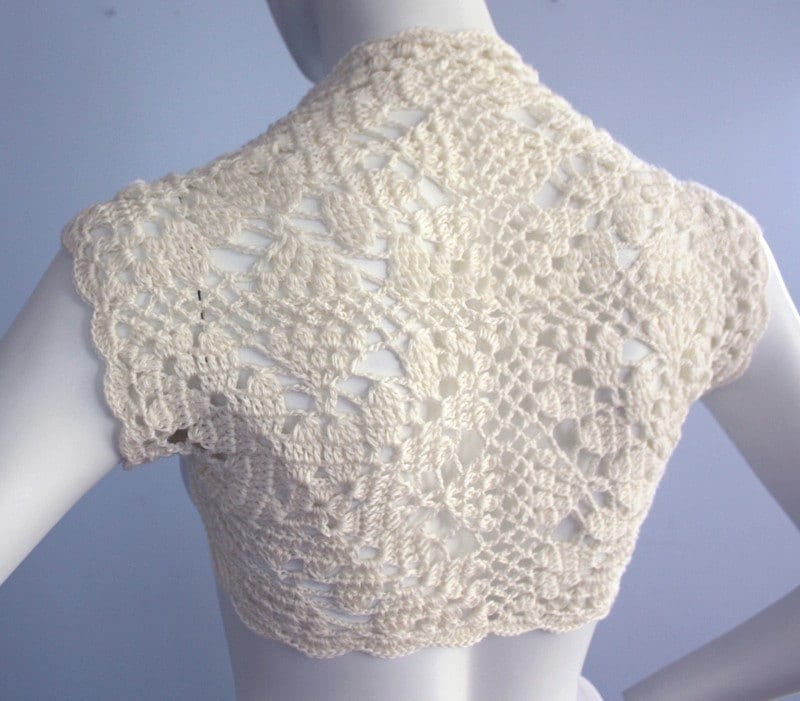 Ivory Bridal Shrug: Handknit Silk Cashmere Wedding Bolero (Size M)