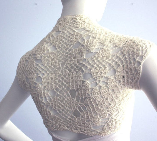 Ivory Bridal Bolero lacy Shrug for Wedding size M