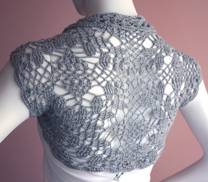 White Bamboo Bolero hand knit crochet Shrug - Bridal Wedding size S, M, L