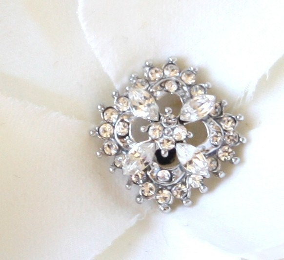 Ivory Gardenia Bridal Hair Comb: Rhinestone & Feather Headpiece