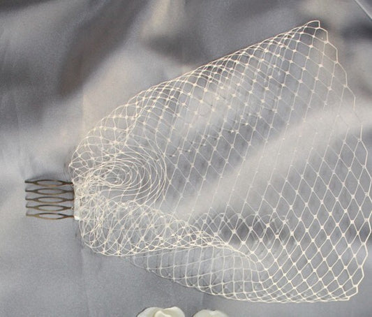 Custom- birdcage veil bridal blusher- flower not included