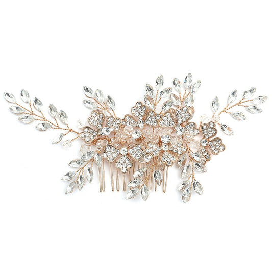 Crystal Vine Birdcage Veil: French Netting Bridal Hair Comb