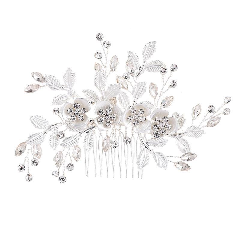 Birdcage Veil Headband: French Netting, Crystal Flowers, Rose Gold/Silver Comb