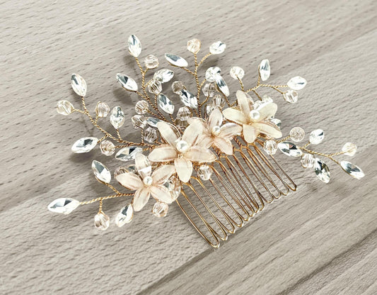Bridal Birdcage Veil: French Netting, Crystal & Pearl Comb Headband