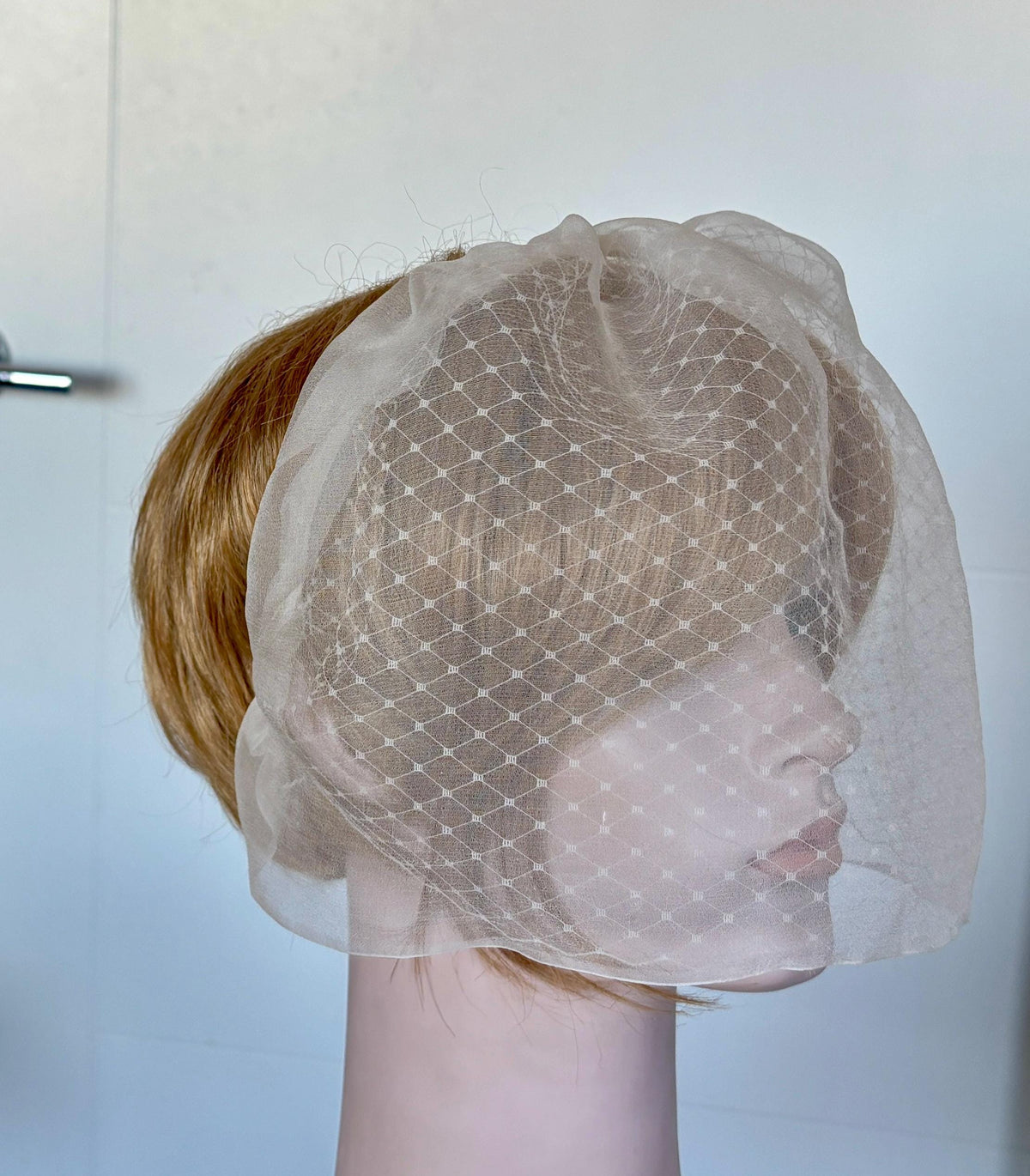 Ivory Silk Chiffon Mini Veil Headband: Double Layer Wedding Accessory