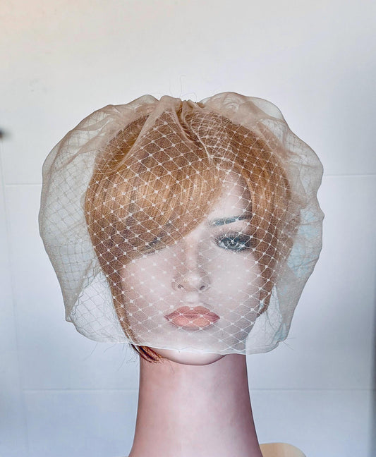 Ivory Silk Chiffon Mini Veil Headband: Double Layer Wedding Accessory