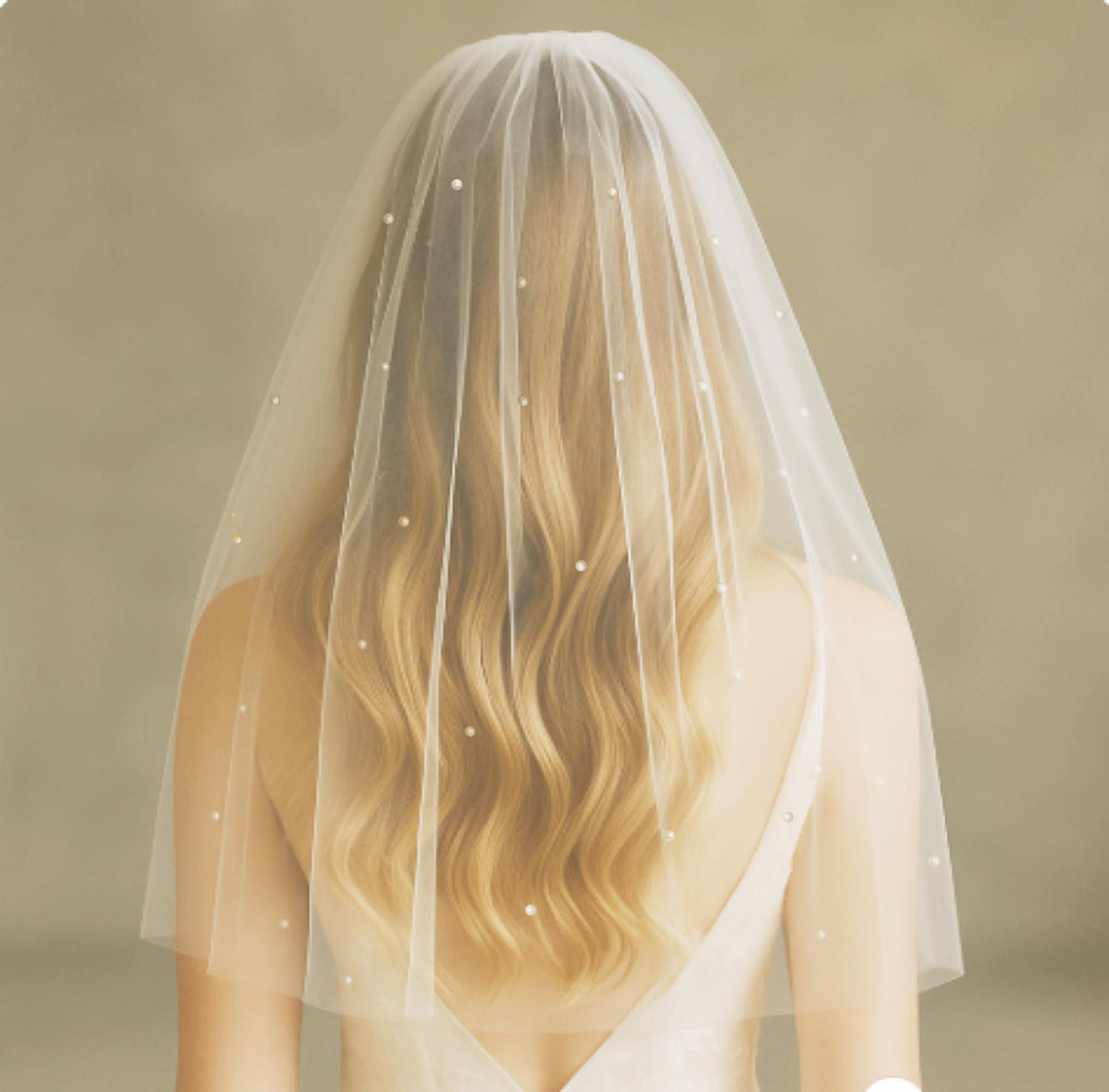 Cathedral Length Pearl Wedding Veil: White or Ivory Tulle, Silver Comb