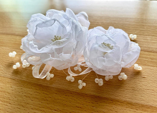 Organza Flower Birdcage Veil Headband: Bridal Wedding Hair Accessory