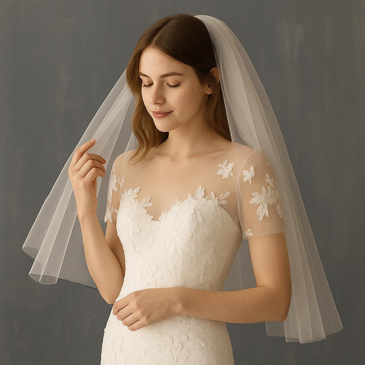 Handmade Tulle Wedding Veil: Chapel, Floor, Fingertip Length