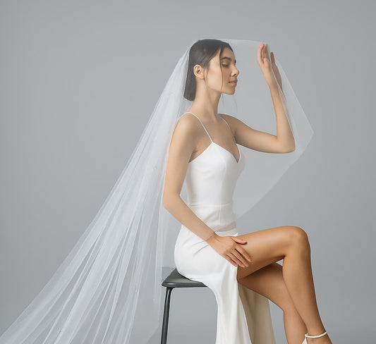 Handmade Tulle Wedding Veil: Chapel, Floor, Fingertip Length
