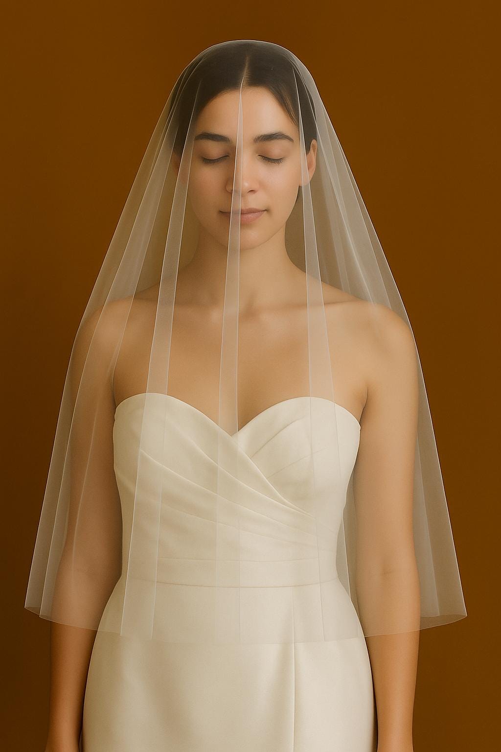 All-around Elbow Length Wedding Veil: Soft Tulle, 2-tier Silver Comb