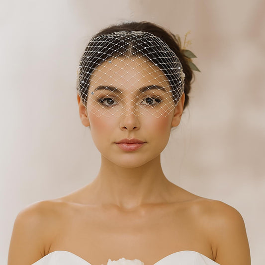 Bandeau Birdcage Veil: Vintage French Netting Bridal Veil