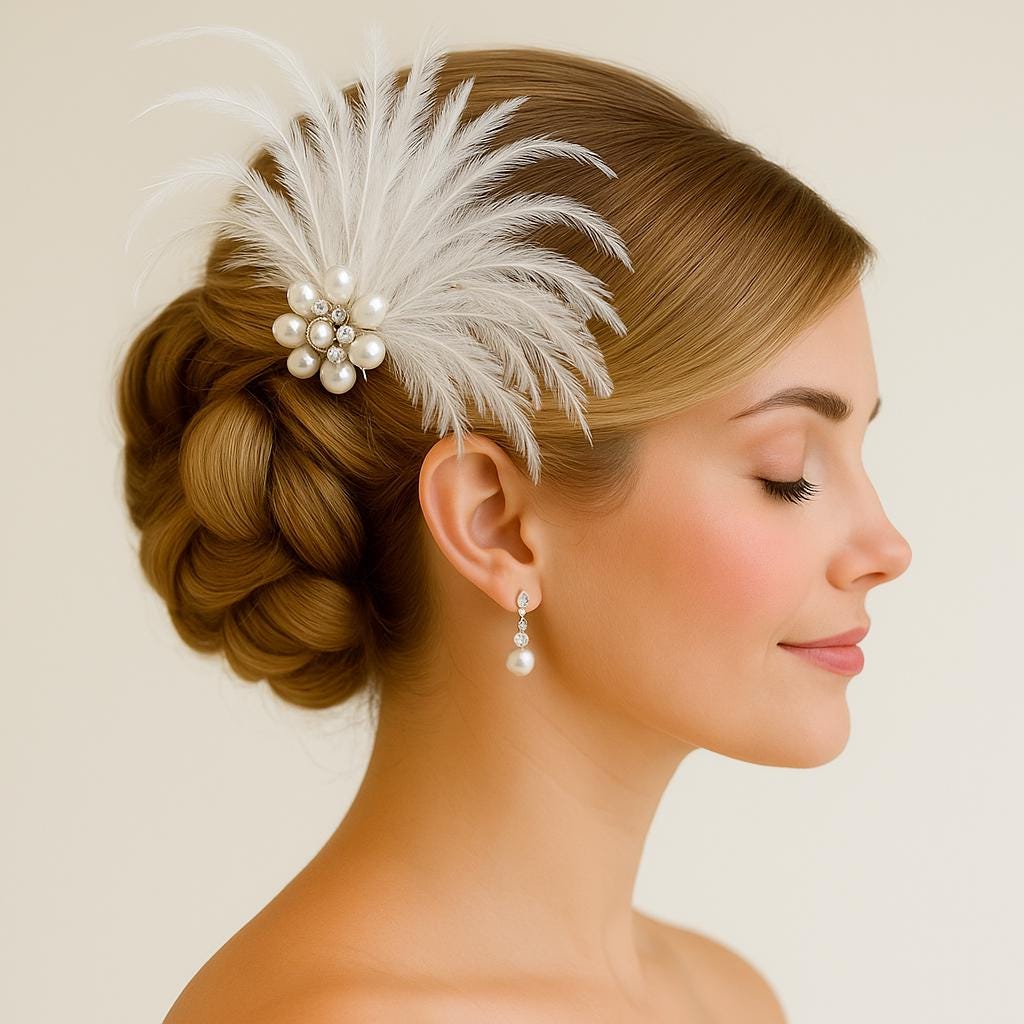 Elegant Feather & Pearl Bridal Hairpiece： Vintage-Inspired Wedding Fascinator