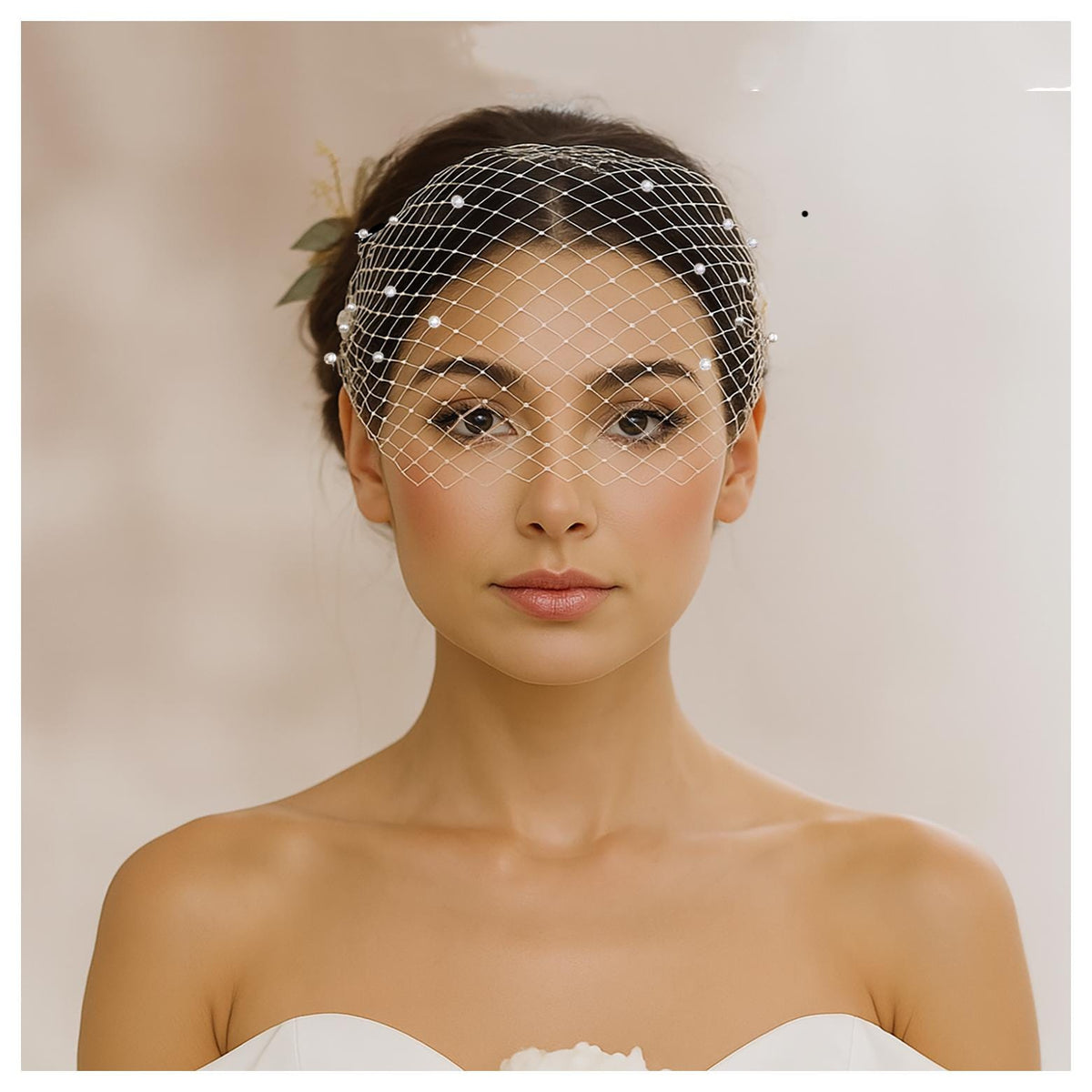 Swarovski Rhinestone Bandeau Birdcage Veil: Vintage French Netting Bridal Veil
