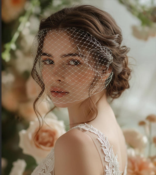 Handmade Bandeau Birdcage Veil | French Netting, Vintage Bridal