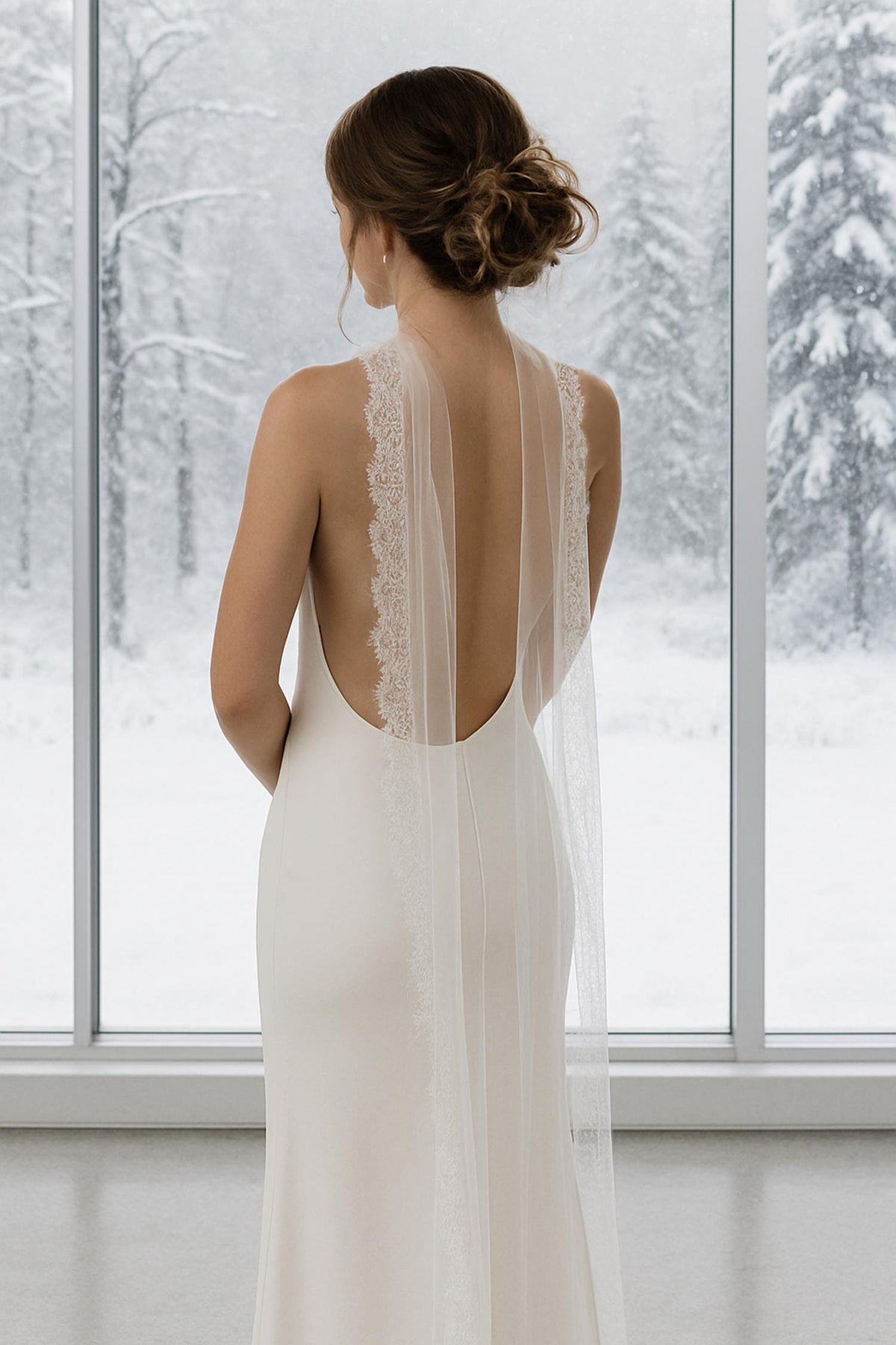Lace Bridal Scarf – Tulle Wedding Veil Alternative, For Backless Dress