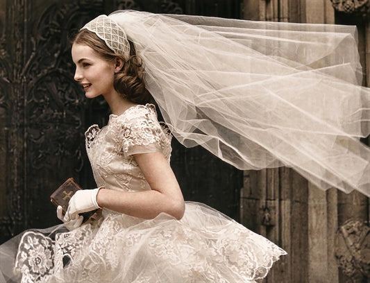 1950s Lace Juliet Cap Veil – Ivory Romantic Two-Tier Bridal Headband