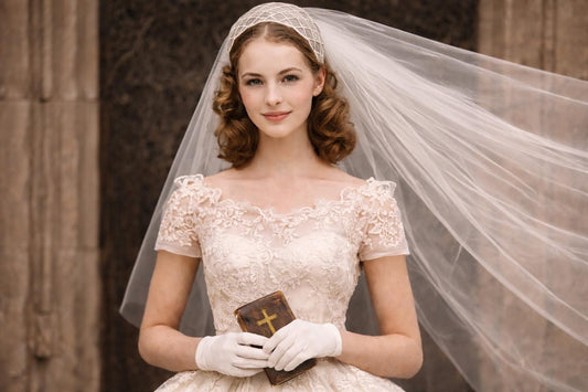 Vintage-Inspired Lace Headband Veil - 1950s Romantic Juliet Cap Style Wedding Veil