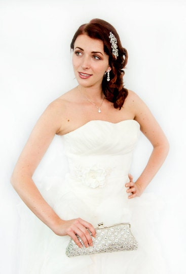 Hand Beaded Bridal Clutch: Champagne Satin and beads
