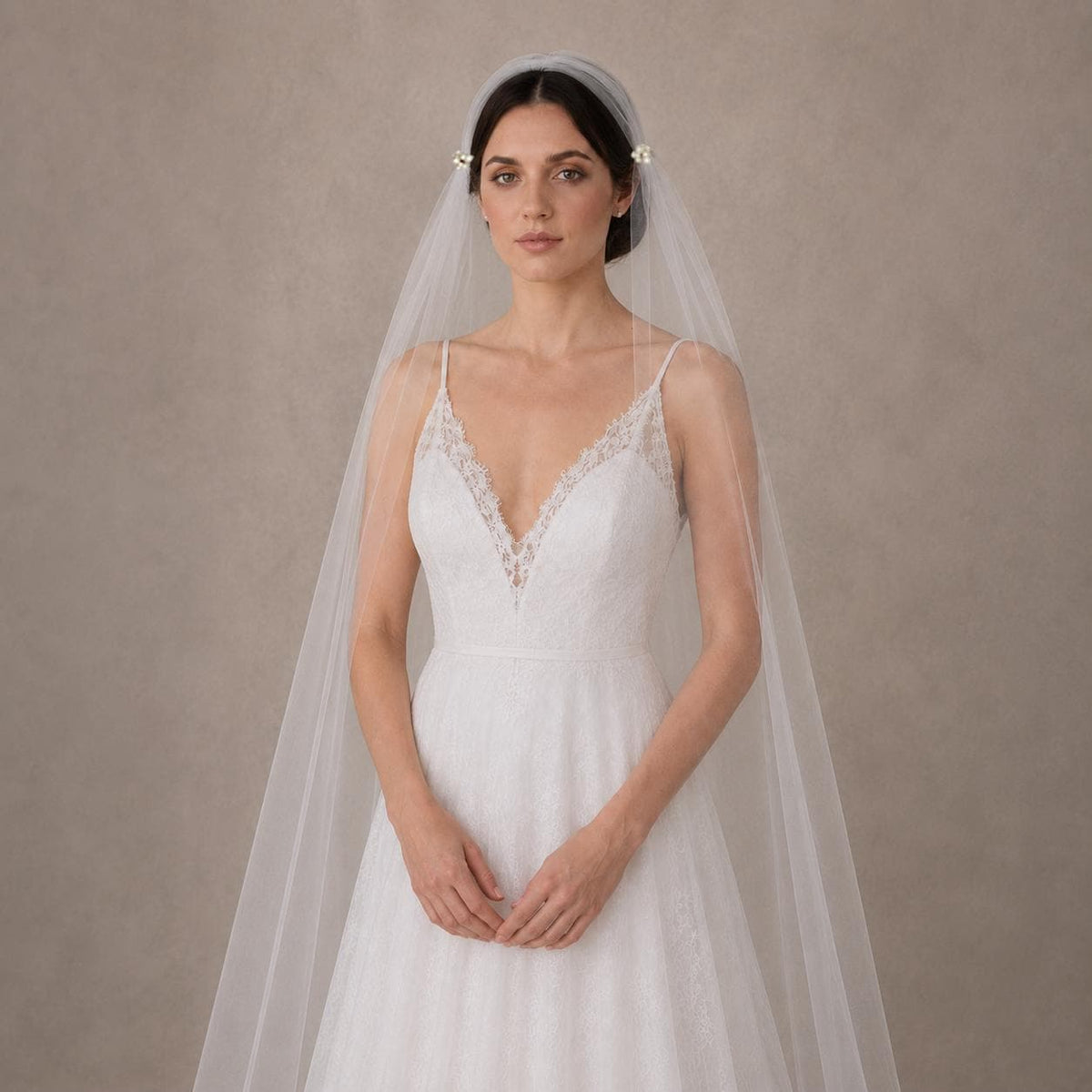 Juliet Cap Wedding Veil with Swarovski Pearls | Vintage Bridal Veil