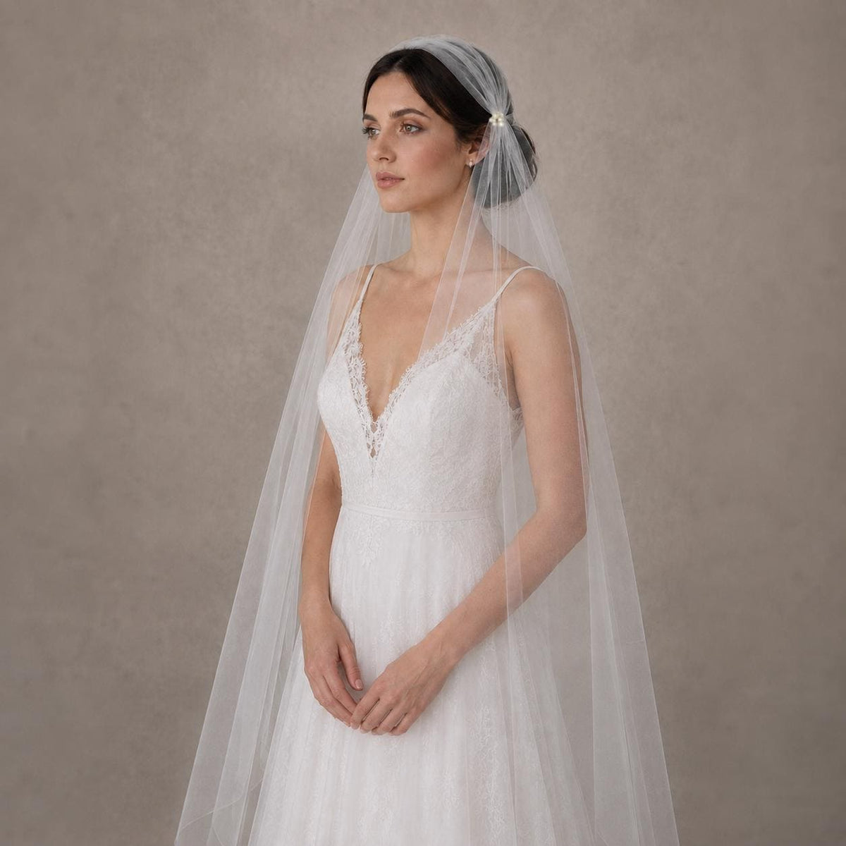 Vintage 1950s Juliet Cap Veil | Swarovski Pearls Single -Tier Bridal Veil For Wedding