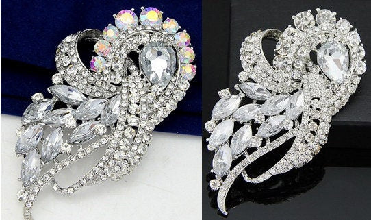 Wedding Birdcage Veil with Crystal rhinestone brooch VI0101. .
